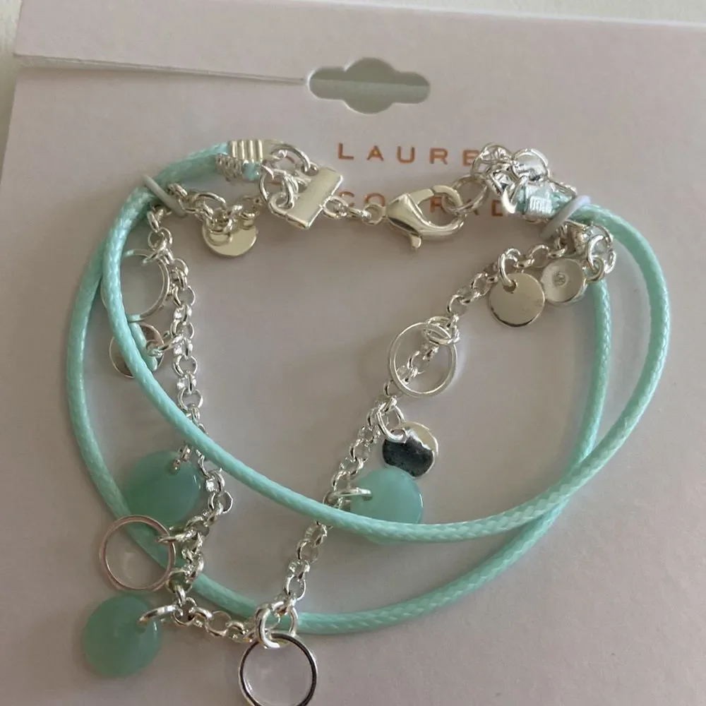 Lauren Conrad NWT Silver and rope mint color bracelet